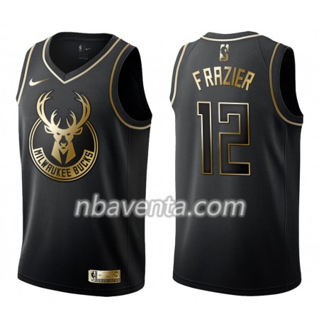 Camiseta Hombre Milwaukee Bucks Tim Frazier 12 Nike Negro Golden Edition Swingman
